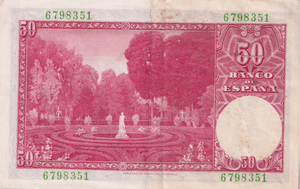 1951 50 PESTAS BANKNOTE SPAIN REF-1640 - WORLD BANKNOTES - Cambridgeshire Coins