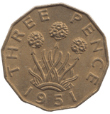 1951 BRASS THREEPENCE ( AUNC ) REF 10 - THREEPENCE - Cambridgeshire Coins