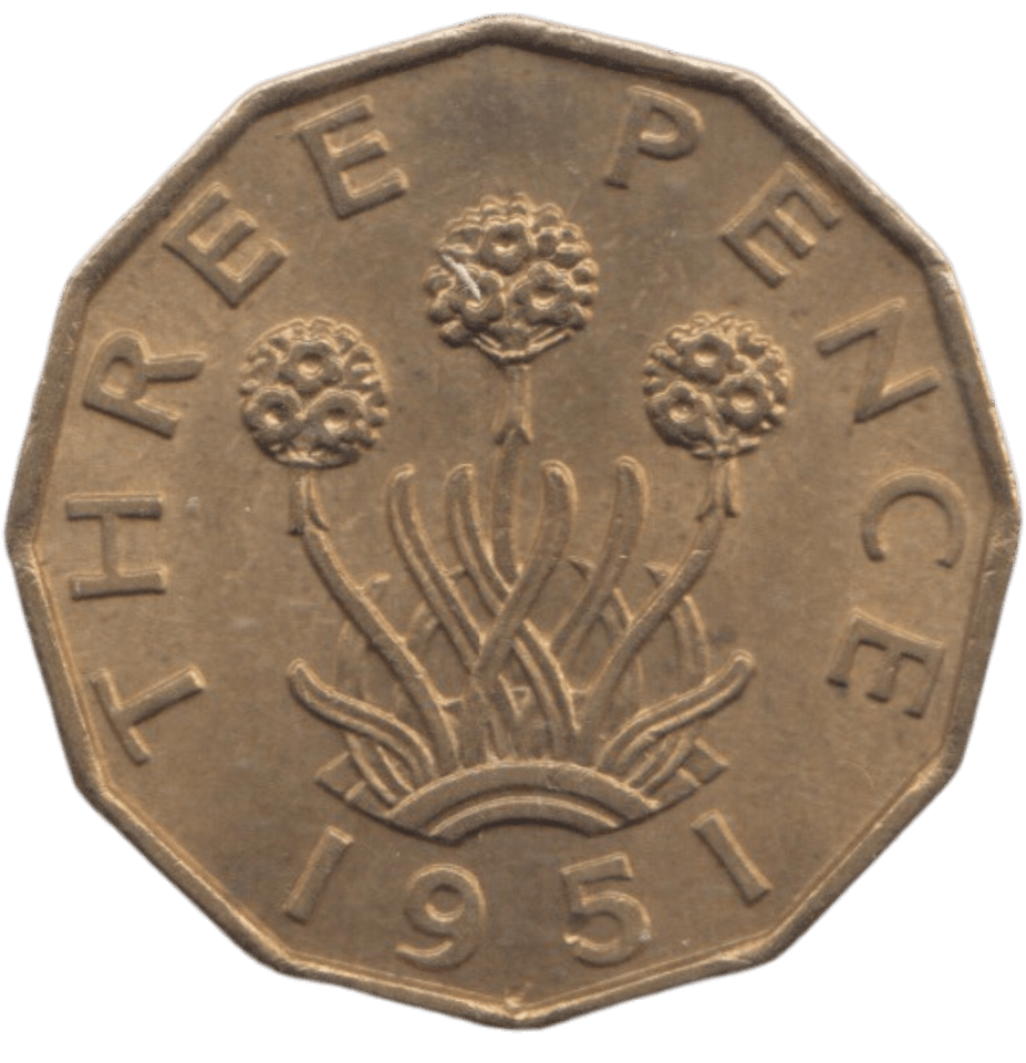 1951 BRASS THREEPENCE ( AUNC ) REF 12 - THREEPENCE - Cambridgeshire Coins