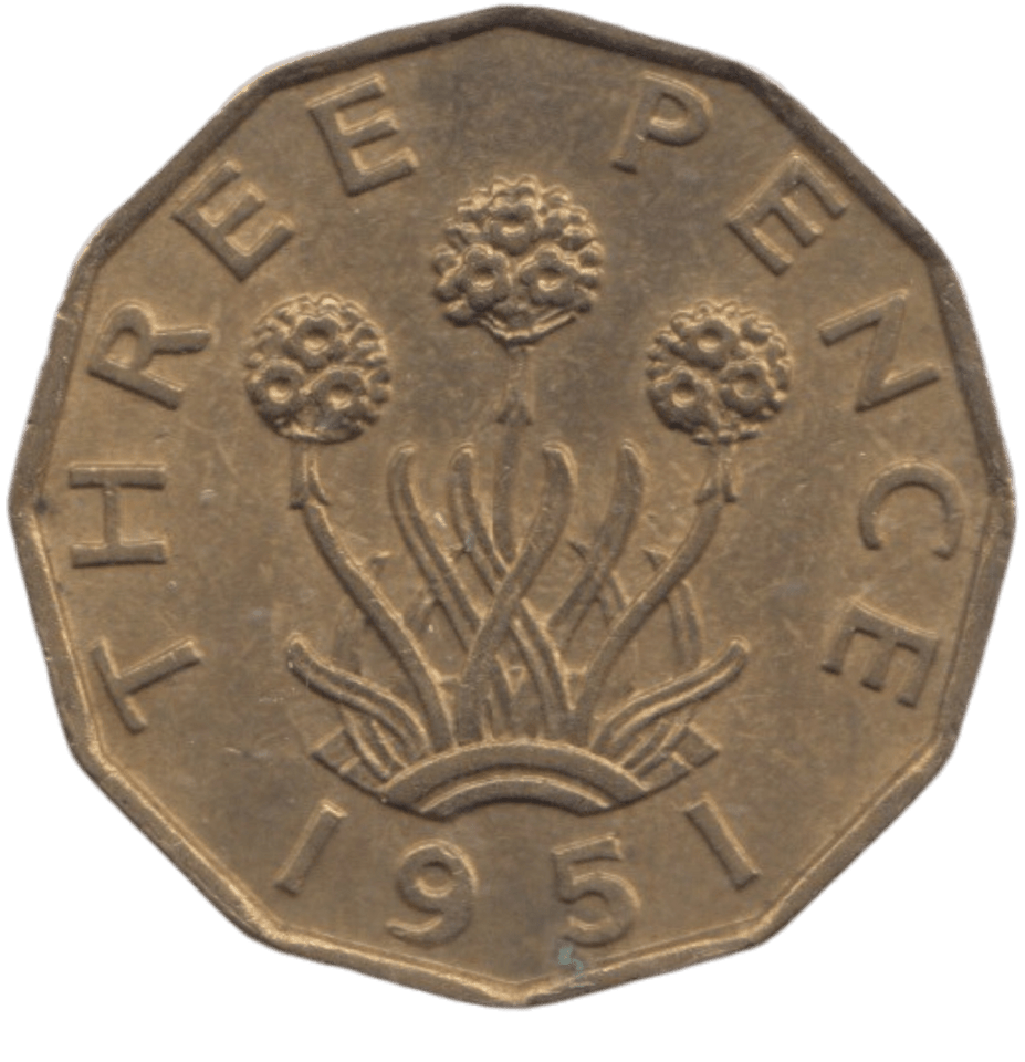 1951 BRASS THREEPENCE ( AUNC ) REF 17 - THREEPENCE - Cambridgeshire Coins