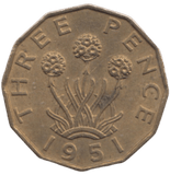 1951 BRASS THREEPENCE ( AUNC ) REF 18 - THREEPENCE - Cambridgeshire Coins