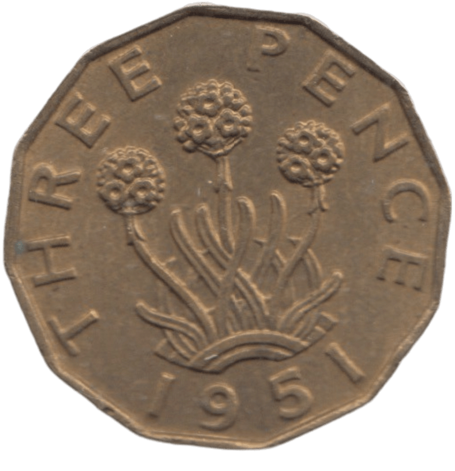 1951 BRASS THREEPENCE ( AUNC ) REF 8 - THREEPENCE - Cambridgeshire Coins
