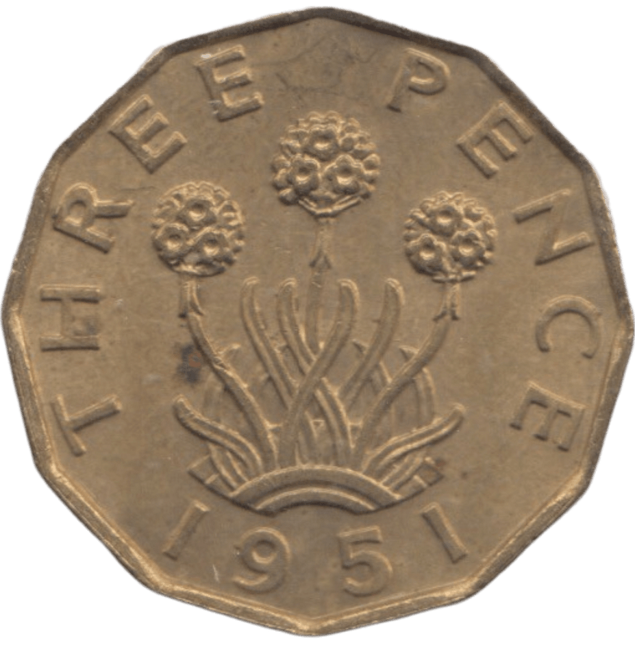 1951 BRASS THREEPENCE ( AUNC ) REF 9 - THREEPENCE - Cambridgeshire Coins