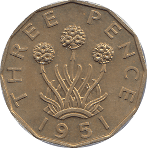 1951 BRASS THREEPENCE ( UNC ) - THREEPENCE - Cambridgeshire Coins