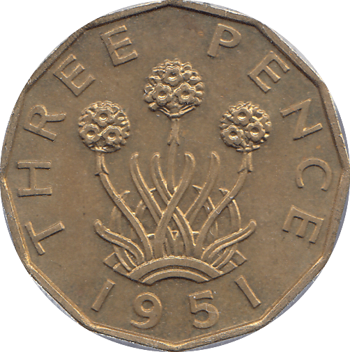 1951 BRASS THREEPENCE ( UNC ) - THREEPENCE - Cambridgeshire Coins