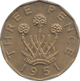1951 BRASS THREEPENCE ( UNC ) - THREEPENCE - Cambridgeshire Coins