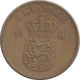 1951 DANISH 2 KRONER - Silver Proof - Cambridgeshire Coins