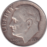 1951 DIME USA - WORLD COINS - Cambridgeshire Coins