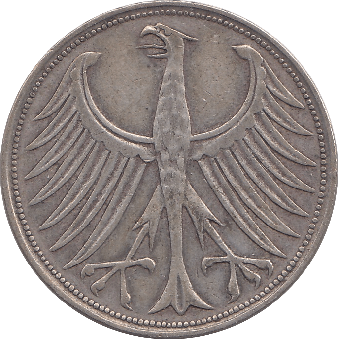 1951 SILVER 5 MARK GERMANY - SILVER WORLD COINS - Cambridgeshire Coins