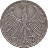 1951 SILVER 5 MARK GERMANY - SILVER WORLD COINS - Cambridgeshire Coins
