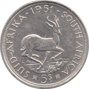 1951 SILVER FIVE SHILLINGS SOUTH AFRICA - SILVER WORLD COINS - Cambridgeshire Coins