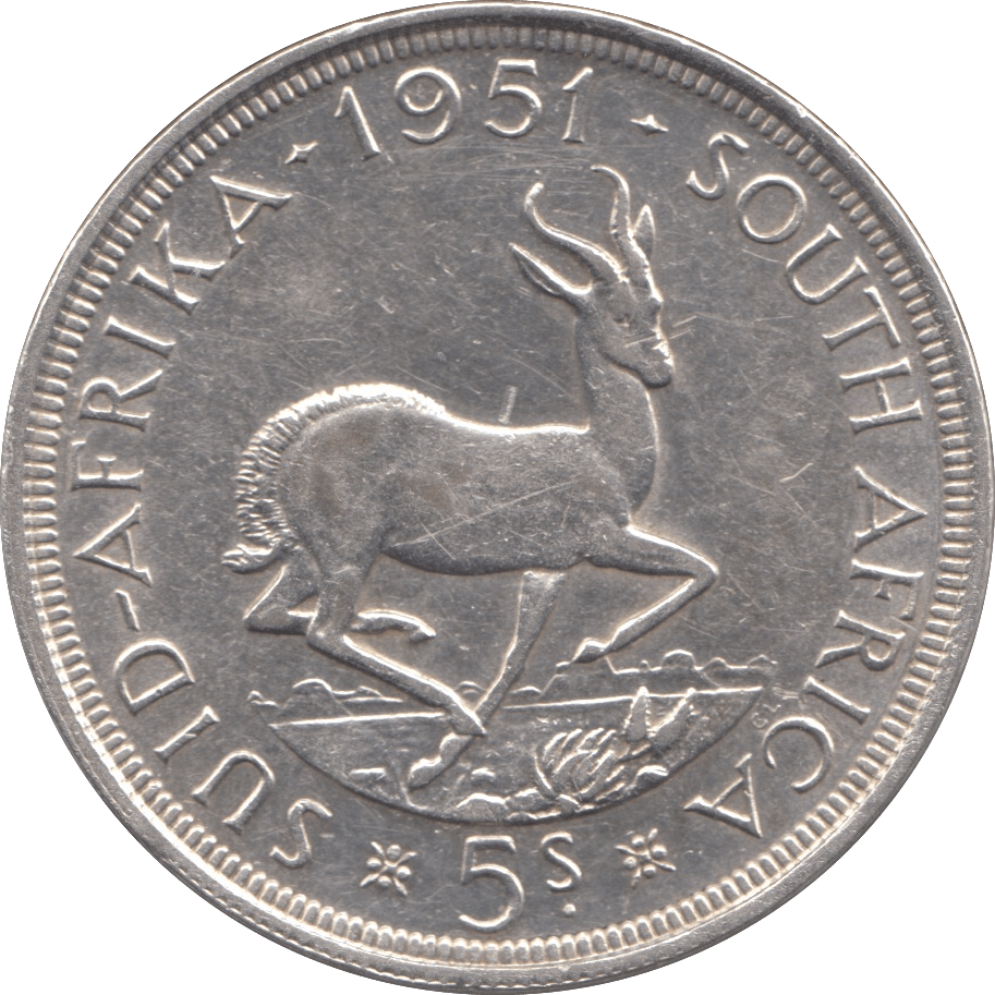 1951 SILVER FIVE SHILLINGS SOUTH AFRICA - SILVER WORLD COINS - Cambridgeshire Coins