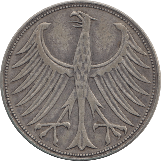 1951 SILVER GERMANY 5 MARK - SILVER WORLD COINS - Cambridgeshire Coins