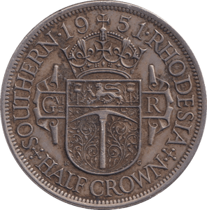1951 SILVER HALF CROWN RHODESIA - SILVER WORLD COINS - Cambridgeshire Coins