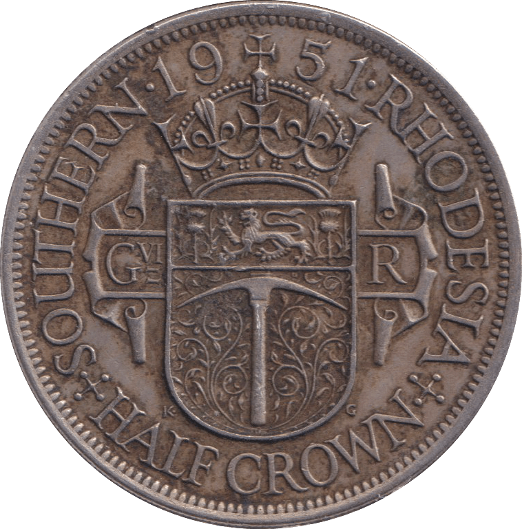 1951 SILVER HALF CROWN RHODESIA - SILVER WORLD COINS - Cambridgeshire Coins