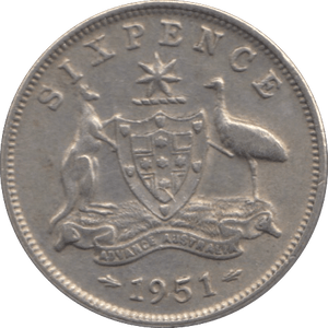 1951 SILVER SIXPENCE AUSTRALIA - SILVER WORLD COINS - Cambridgeshire Coins