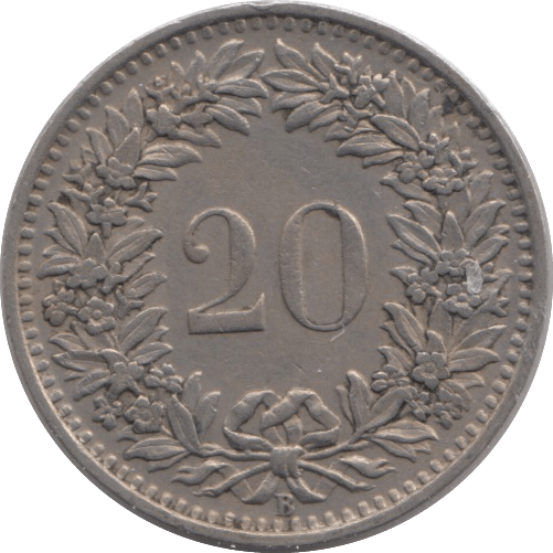 1951 SILVER SWITZERLAND 20 RAPPEN - SILVER WORLD COINS - Cambridgeshire Coins