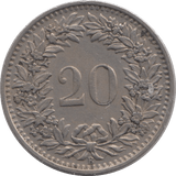 1951 SILVER SWITZERLAND 20 RAPPEN - SILVER WORLD COINS - Cambridgeshire Coins