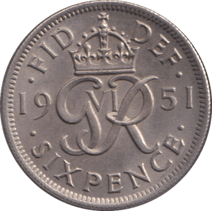 1951 SIXPENCE ( UNC ) - SIXPENCE - Cambridgeshire Coins