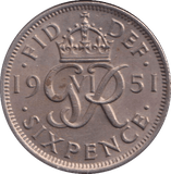 1951 SIXPENCE ( UNC ) - SIXPENCE - Cambridgeshire Coins