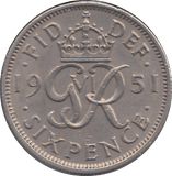 1951 SIXPENCE ( VF ) - SIXPENCE - Cambridgeshire Coins