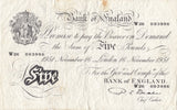 1951 WHITE FIVE POUND NOTE 16TH NOVEMBER LONDON BANK OF ENGLAND BEALE W£5 - 8 - £5 BANKNOTES WHITE - Cambridgeshire Coins