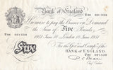1951 WHITE FIVE POUND NOTE 18TH JUNE LONDON BANK OF ENGLAND BEALE W£5 - 7 - £5 BANKNOTES WHITE - Cambridgeshire Coins