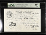 1951 WHITE FIVE POUNDS BANKNOTE BEALE PMG 25 VERY FINE U88077903 - PMG CERTIFIED ENGLISH BANKNOTES - Cambridgeshire Coins