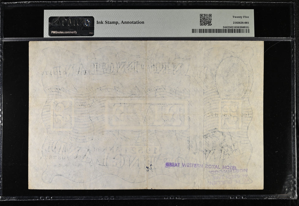 1951 WHITE FIVE POUNDS BANKNOTE BEALE PMG 25 VERY FINE U99053675 - PMG CERTIFIED ENGLISH BANKNOTES - Cambridgeshire Coins