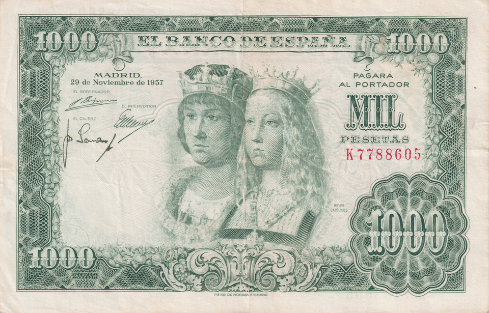 1952 1000 PESTAS BANKNOTE SPAIN REF-1601 - WORLD BANKNOTES - Cambridgeshire Coins