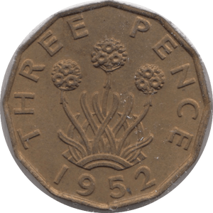 1952 BRASS THREEPENCE ( AUNC ) - THREEPENCE - Cambridgeshire Coins