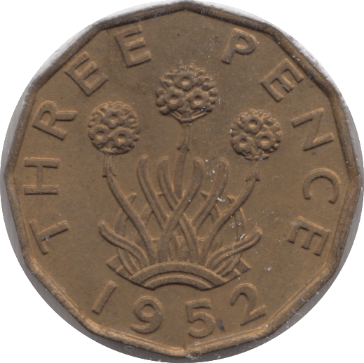1952 BRASS THREEPENCE ( AUNC ) - THREEPENCE - Cambridgeshire Coins