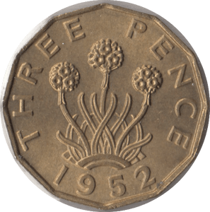 1952 BRASS THREEPENCE ( BU ) - Threepence - Cambridgeshire Coins