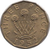 1952 BRASS THREEPENCE ( UNC ) - THREEPENCE - Cambridgeshire Coins