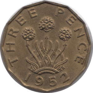 1952 BRASS THREEPENCE ( UNC ) - THREEPENCE - Cambridgeshire Coins
