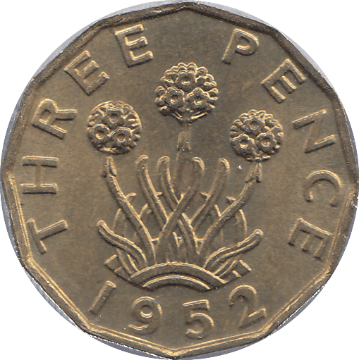 1952 BRASS THREEPENCE ( UNC ) - THREEPENCE - Cambridgeshire Coins