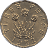 1952 BRASS THREEPENCE ( UNC ) - THREEPENCE - Cambridgeshire Coins