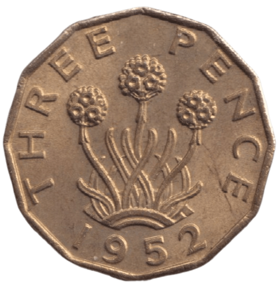 1952 BRASS THREEPENCE ( UNC ) - THREEPENCE - Cambridgeshire Coins