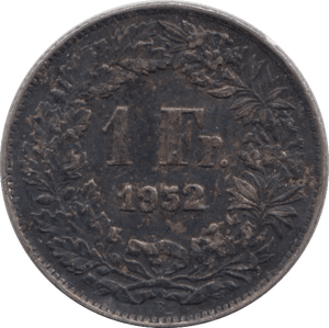 1952 ONE FRANC FRANCE - SILVER WORLD COINS - Cambridgeshire Coins