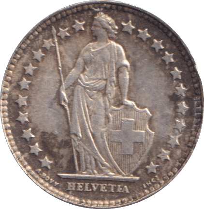 1952 SILVER 1/2 FRANC SWITZERLAND - SILVER WORLD COINS - Cambridgeshire Coins