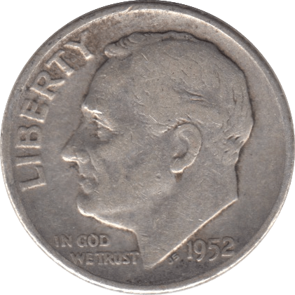 1952 SILVER DIME USA - SILVER WORLD COINS - Cambridgeshire Coins