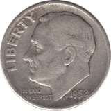 1952 SILVER DIME USA - SILVER WORLD COINS - Cambridgeshire Coins