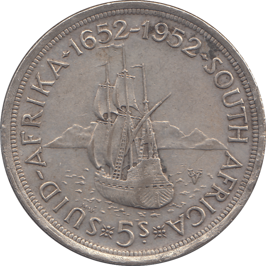 1952 SILVER FIVE SHILLINGS SOUTH AFRICA - SILVER WORLD COINS - Cambridgeshire Coins