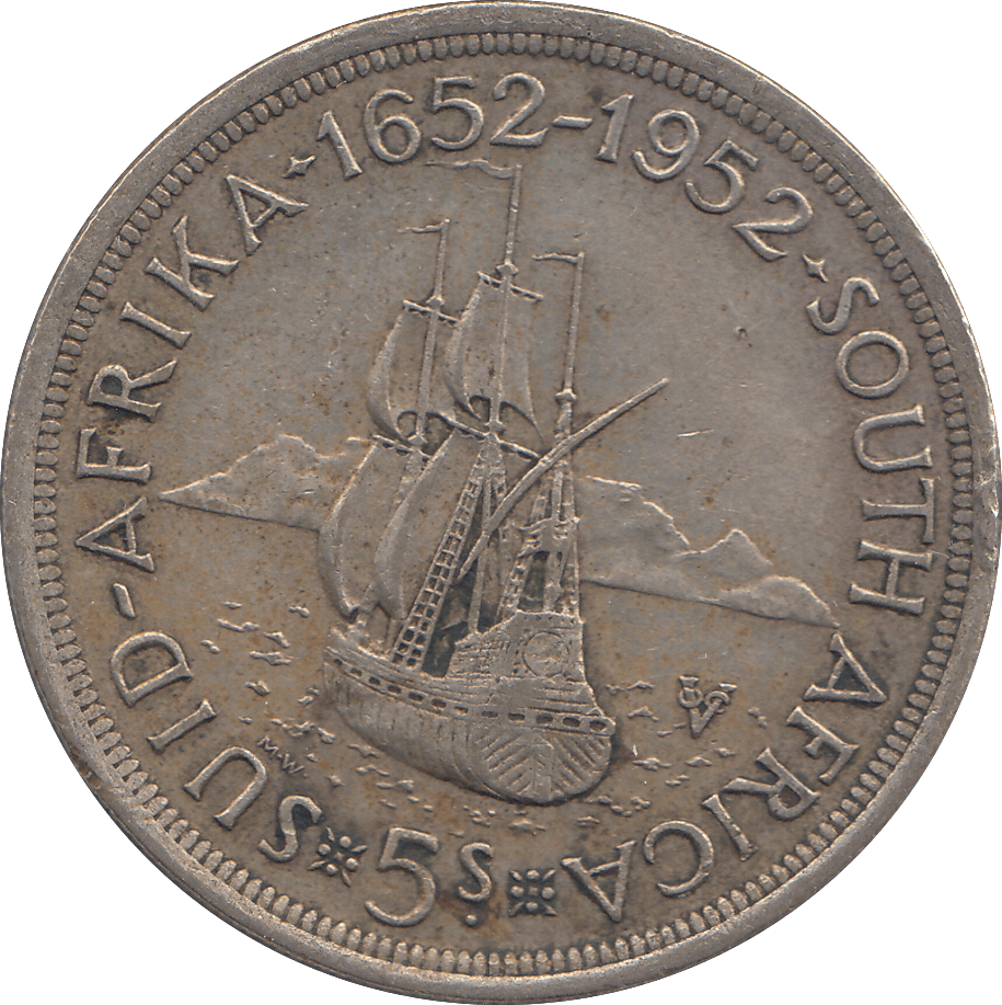 1952 SILVER FIVE SHILLINGS SOUTH AFRICA - SILVER WORLD COINS - Cambridgeshire Coins