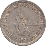 1952 SILVER FIVE SHILLINGS SOUTH AFRICA - SILVER WORLD COINS - Cambridgeshire Coins