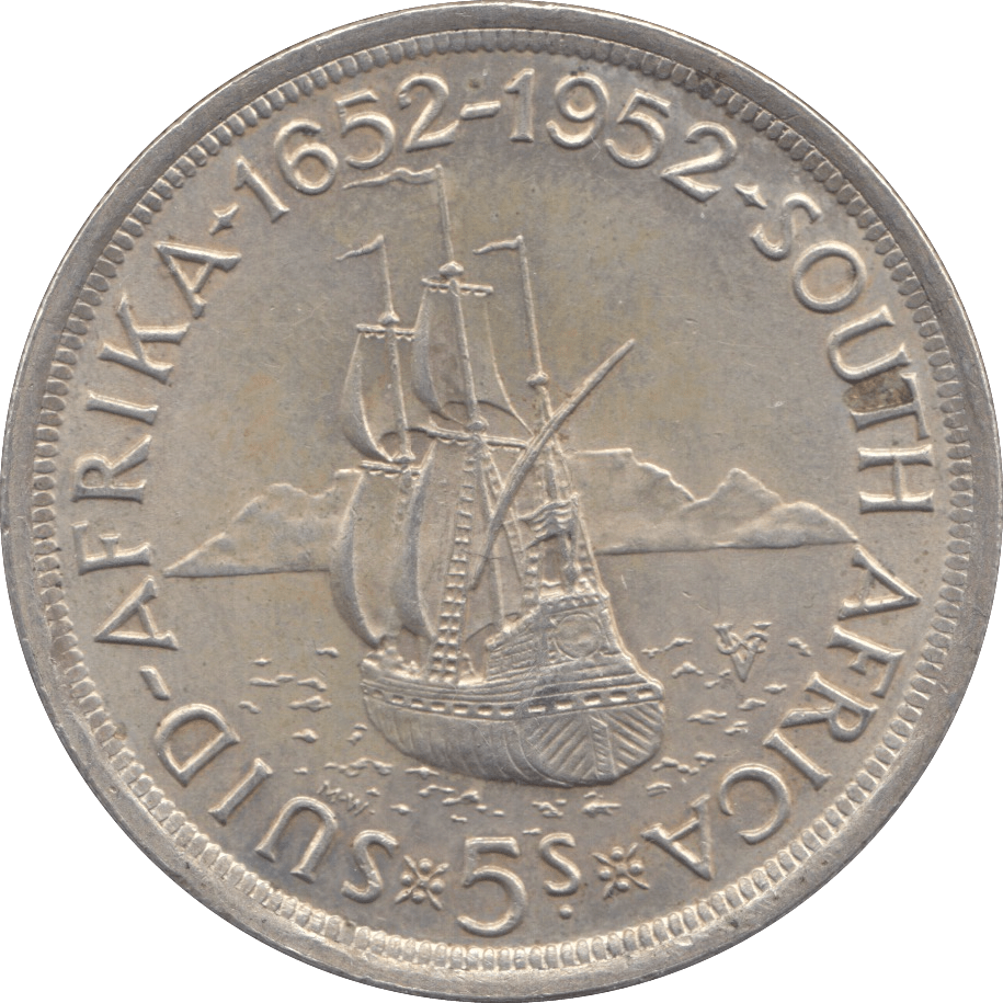 1952 SILVER FIVE SHILLINGS SOUTH AFRICA - SILVER WORLD COINS - Cambridgeshire Coins