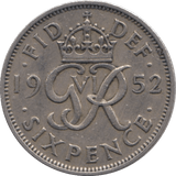 1952 SIXPENCE ( GVF ) - SIXPENCE - Cambridgeshire Coins