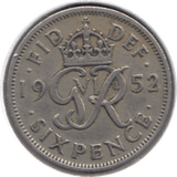 1952 SIXPENCE ( VF ) - Sixpence - Cambridgeshire Coins