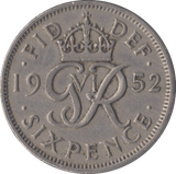 1952 SIXPENCE ( VF ) - SIXPENCE - Cambridgeshire Coins