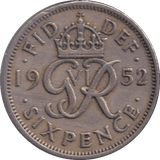 1952 SIXPENCE ( VF ) - SIXPENCE - Cambridgeshire Coins
